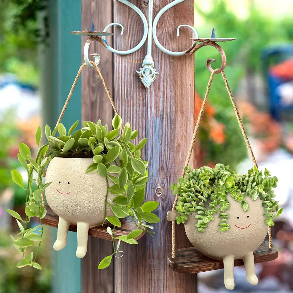 Garden Giggles – Creative Swinging Head Pot for Plants & Decor