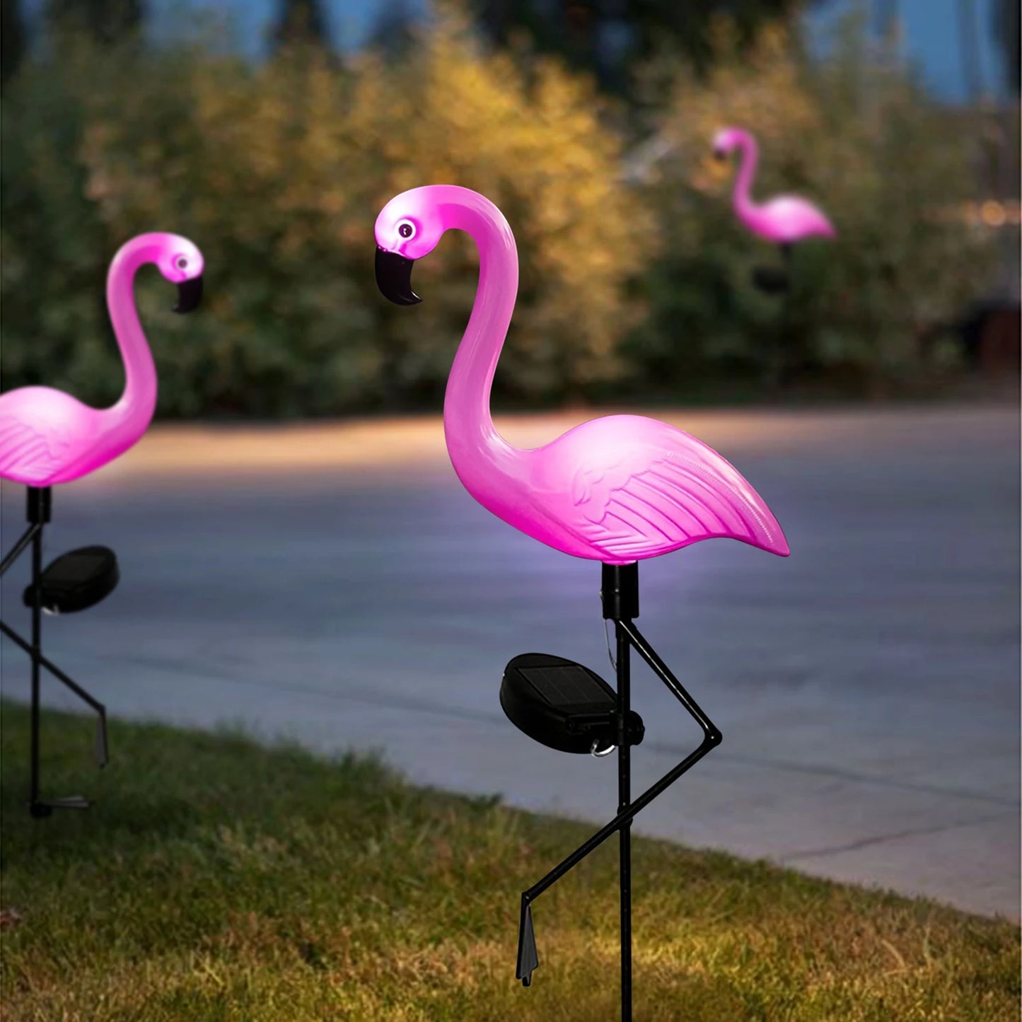 Lampes solaires de jardin flamant rose – Décoration extérieure festive (1 pièce/3 pièces)