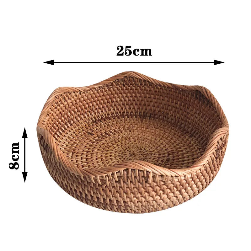 Cesta de mimbre NaturNest: bandeja redonda tejida a mano para pan, fruta y decoración de mesa