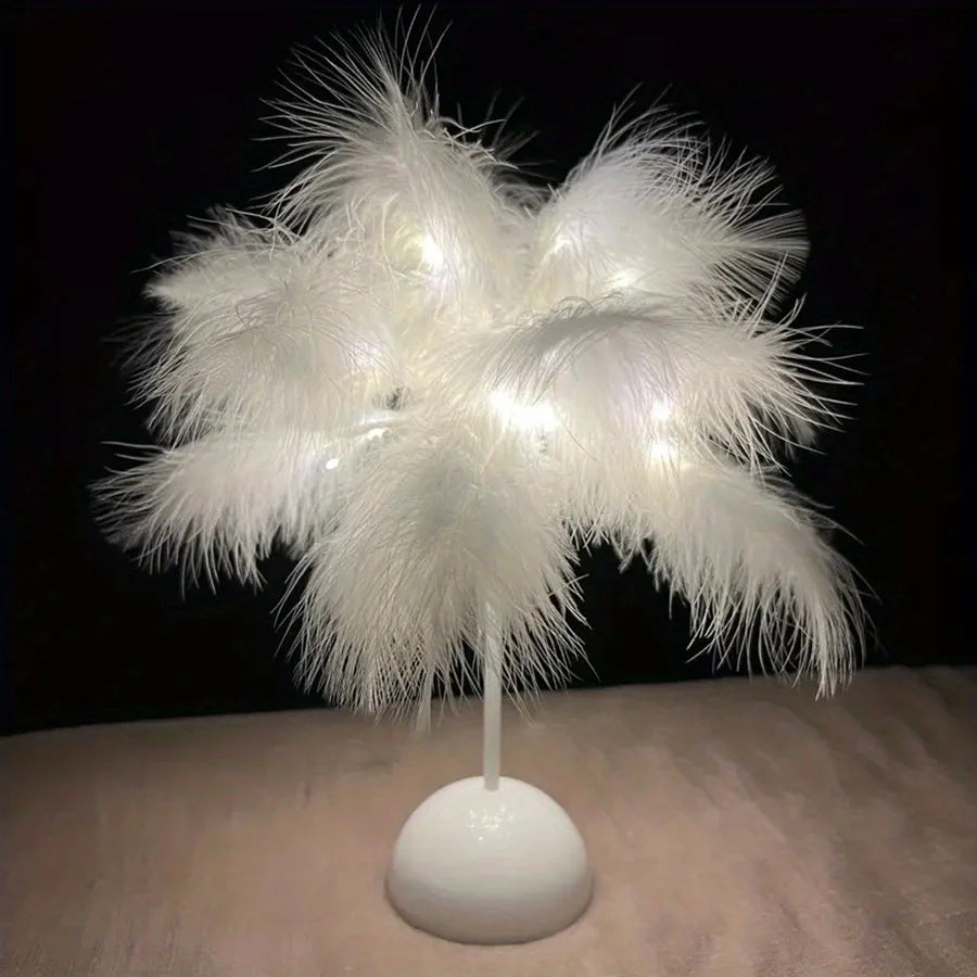 LunaFeather Touch Lamp – Romantic LED Light for Bedrooms & Reading Corners