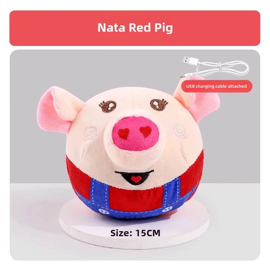 Pelota saltarina eléctrica interactiva de peluche para perros - Recargable por USB