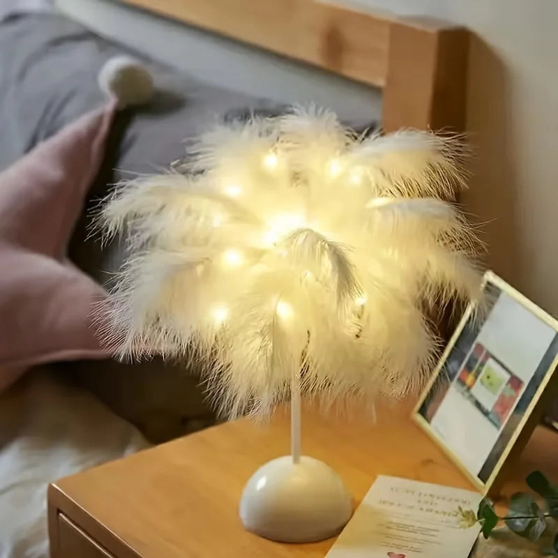 LunaFeather Touch Lamp – Romantic LED Light for Bedrooms & Reading Corners