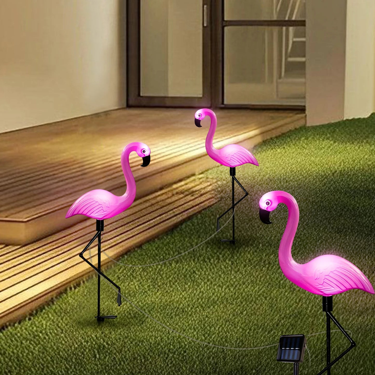 Lampes solaires de jardin flamant rose – Décoration extérieure festive (1 pièce/3 pièces)