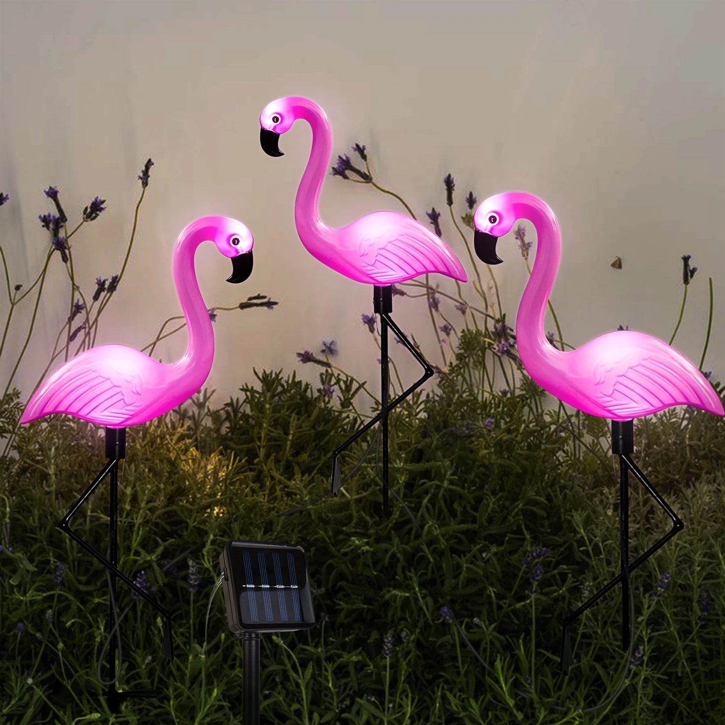 Lampes solaires de jardin flamant rose – Décoration extérieure festive (1 pièce/3 pièces)