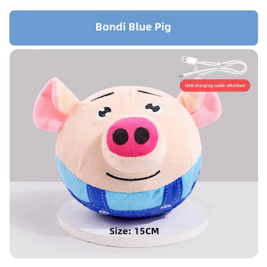 Pelota saltarina eléctrica interactiva de peluche para perros - Recargable por USB