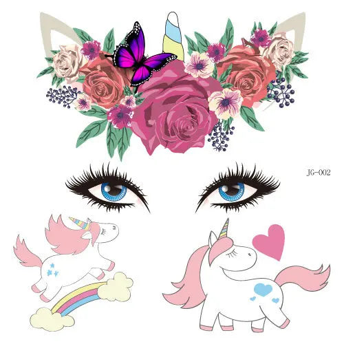 GlowCritters™ – Kids’ Temporary Face Tattoos (Butterfly, Unicorn, Animal)
