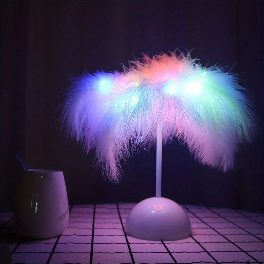 LunaFeather Touch Lamp – Romantic LED Light for Bedrooms & Reading Corners