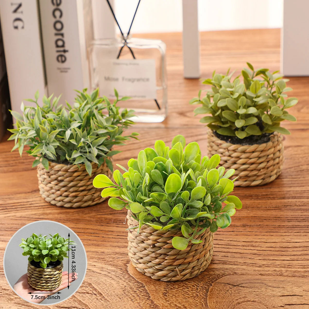 Nido Verde – Planta decorativa de césped artificial en maceta tejida a mano
