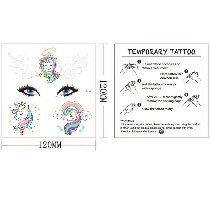 GlowCritters™ – Kids’ Temporary Face Tattoos (Butterfly, Unicorn, Animal)