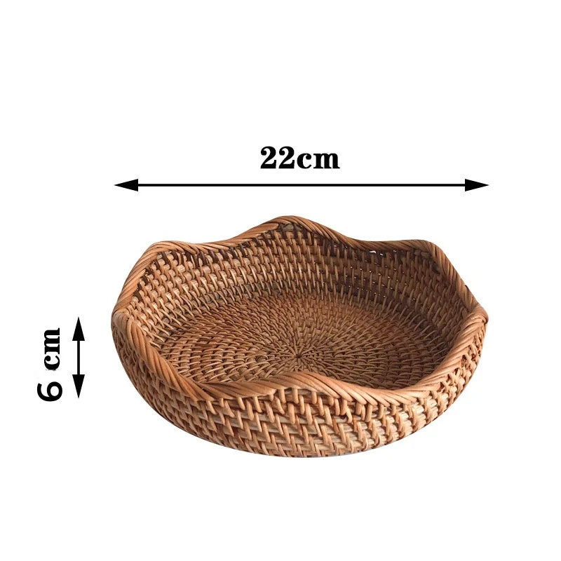 Panier en osier NaturNest – Plateau rond tissé à la main pour pain, fruits et décoration de table 