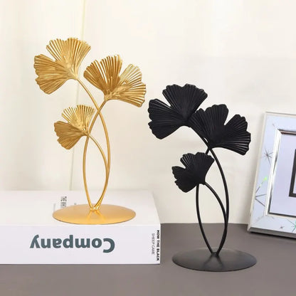 Leaf Luxe – Creative Gold Iron Ginkgo Decoration for Living Room