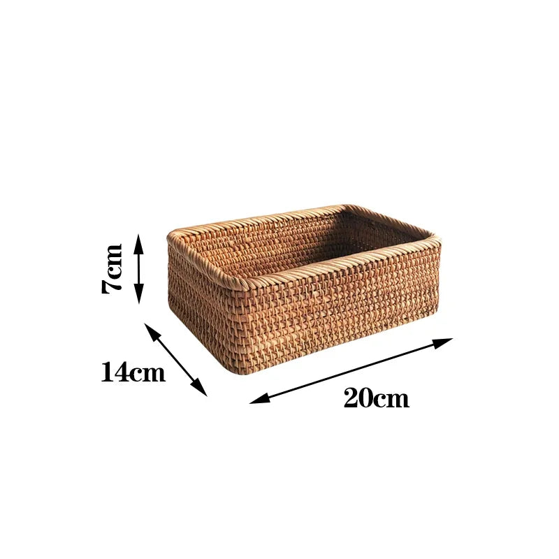 EcoNest Handwoven Rattan Basket – Rectangular Storage for Snacks, Bread & More