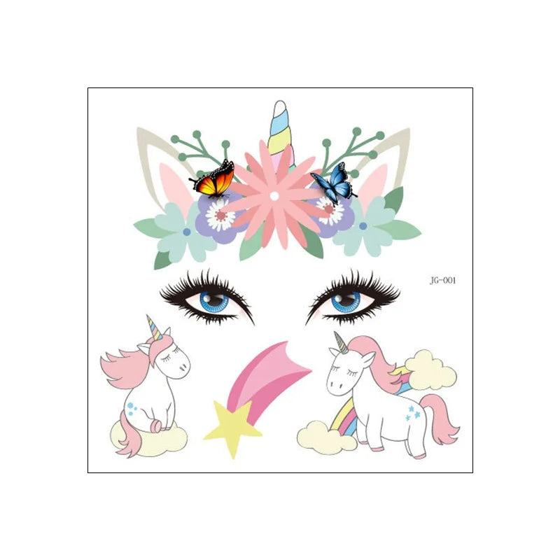 GlowCritters™ – Kids’ Temporary Face Tattoos (Butterfly, Unicorn, Animal)