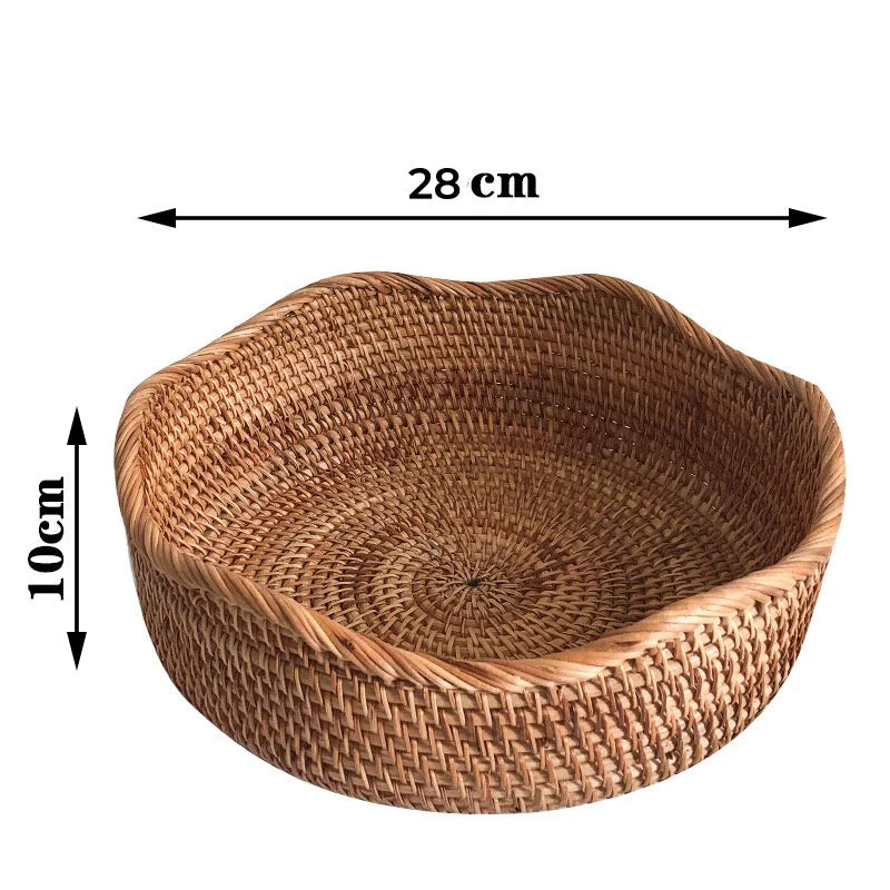 Panier en osier NaturNest – Plateau rond tissé à la main pour pain, fruits et décoration de table 