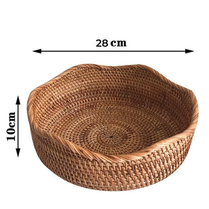 Panier en osier NaturNest – Plateau rond tissé à la main pour pain, fruits et décoration de table 