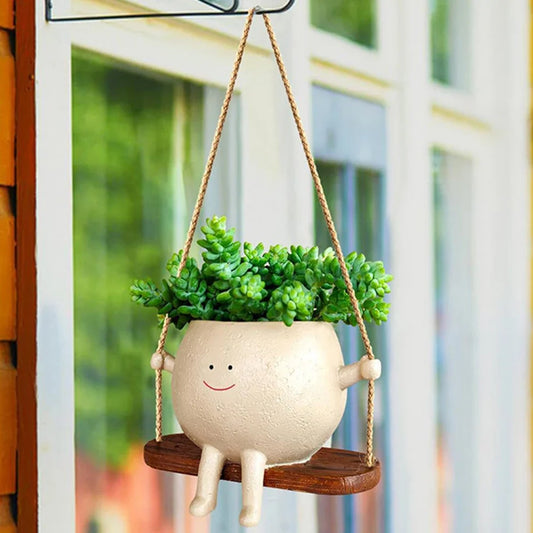 Garden Giggles – Creative Swinging Head Pot for Plants & Decor