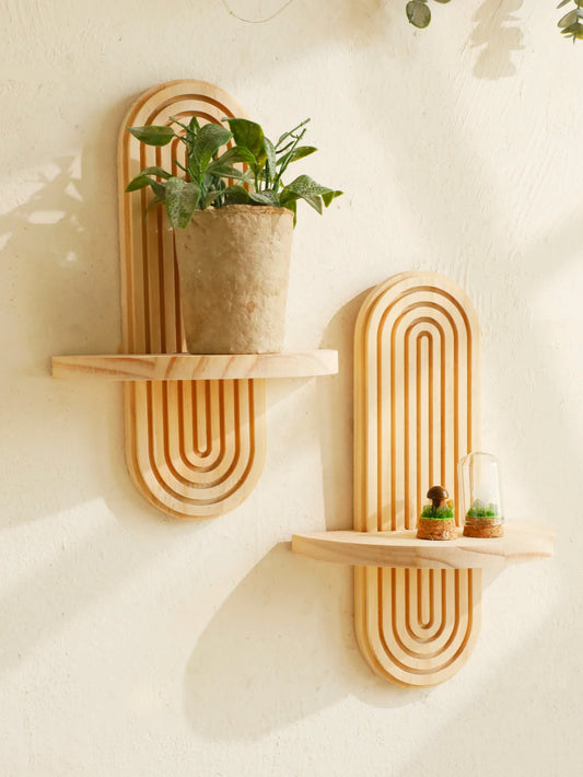 Geometric Wooden Wall Shelf for Modern Living