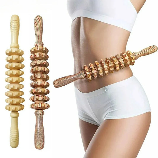 WoodEase™ 9-Roller Massage Stick – Cellulite & Muscle Relief