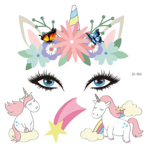 GlowCritters™ – Kids’ Temporary Face Tattoos (Butterfly, Unicorn, Animal)