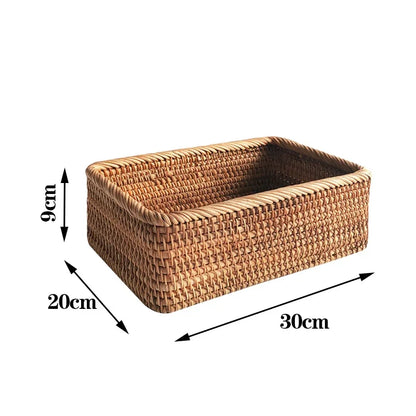 EcoNest Handwoven Rattan Basket – Rectangular Storage for Snacks, Bread & More