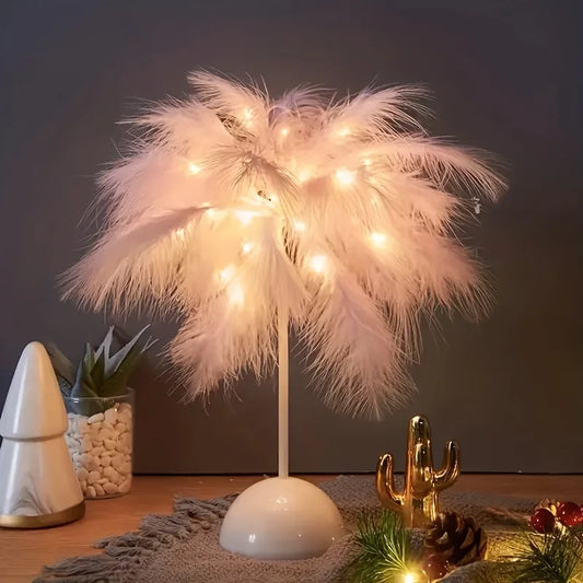 LunaFeather Touch Lamp – Romantic LED Light for Bedrooms & Reading Corners
