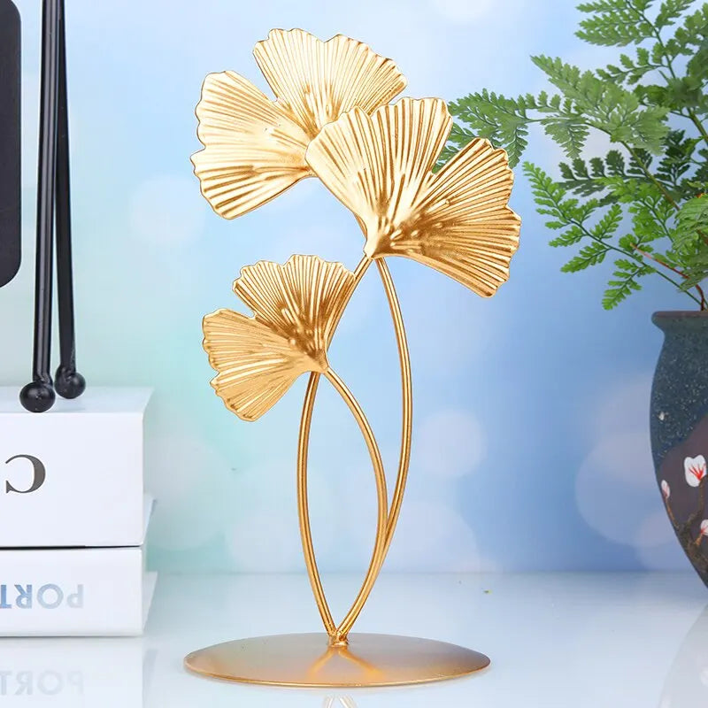 Leaf Luxe – Creative Gold Iron Ginkgo Decoration for Living Room