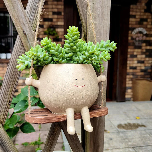 Garden Giggles – Creative Swinging Head Pot for Plants & Decor