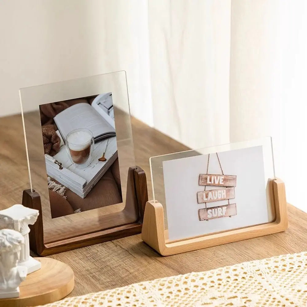 Modern Keepsake – U-Shape Wood & Acrylic Frame for Desk