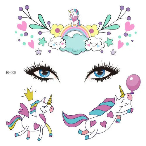 GlowCritters™ – Kids’ Temporary Face Tattoos (Butterfly, Unicorn, Animal)