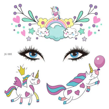 GlowCritters™ – Kids’ Temporary Face Tattoos (Butterfly, Unicorn, Animal)