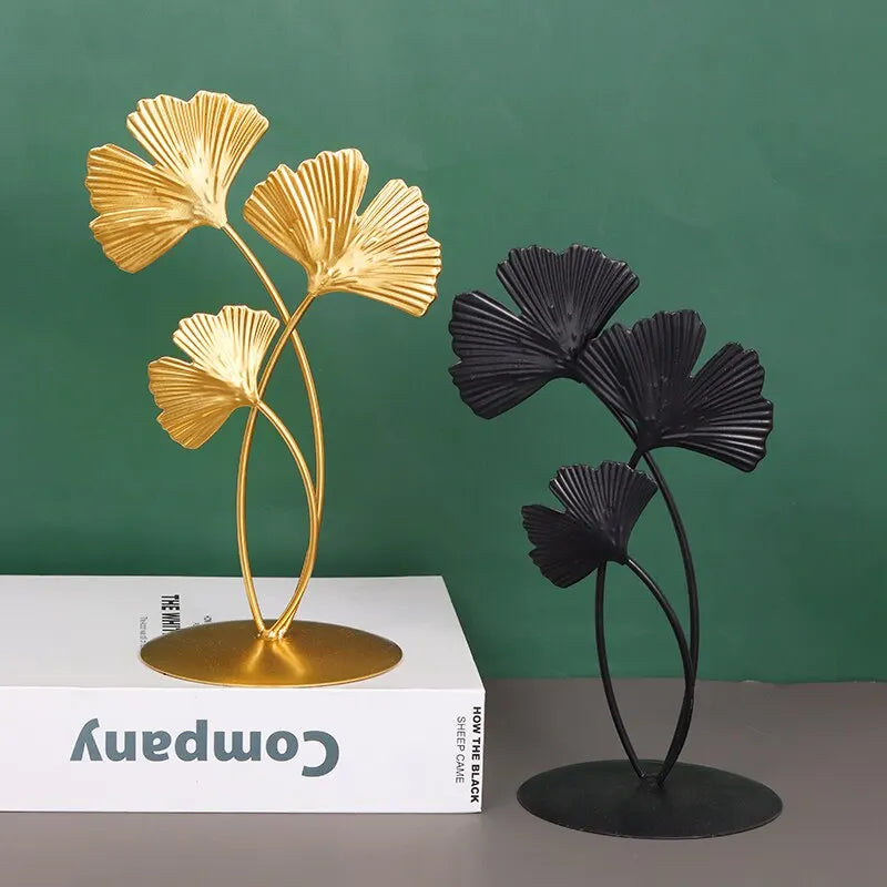 Leaf Luxe – Creative Gold Iron Ginkgo Decoration for Living Room