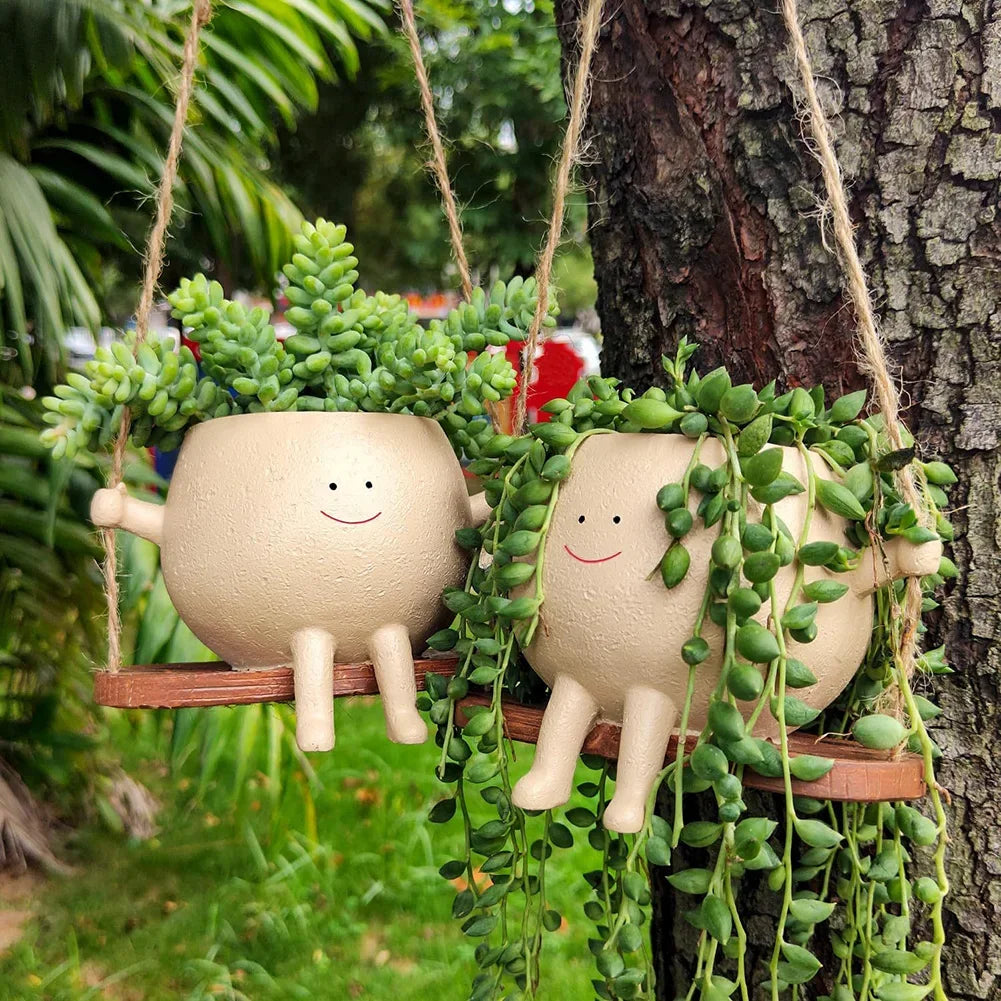 Garden Giggles – Creative Swinging Head Pot for Plants & Decor